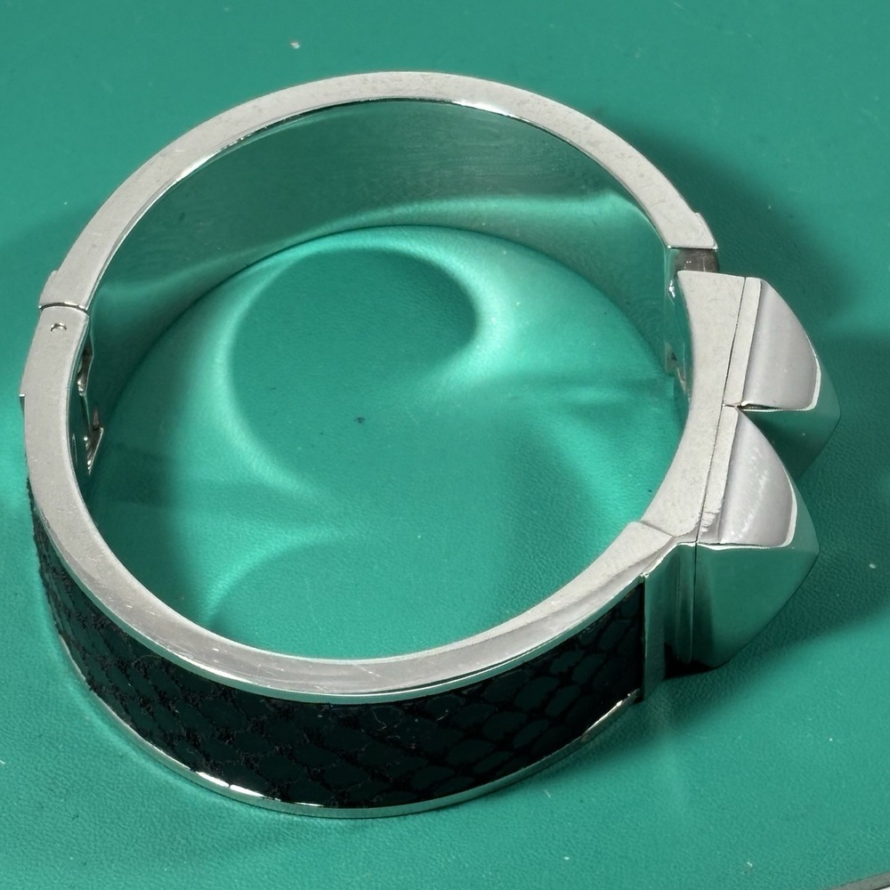 Michael Kors Silver+Black Python Leather+Pyramid … - image 3